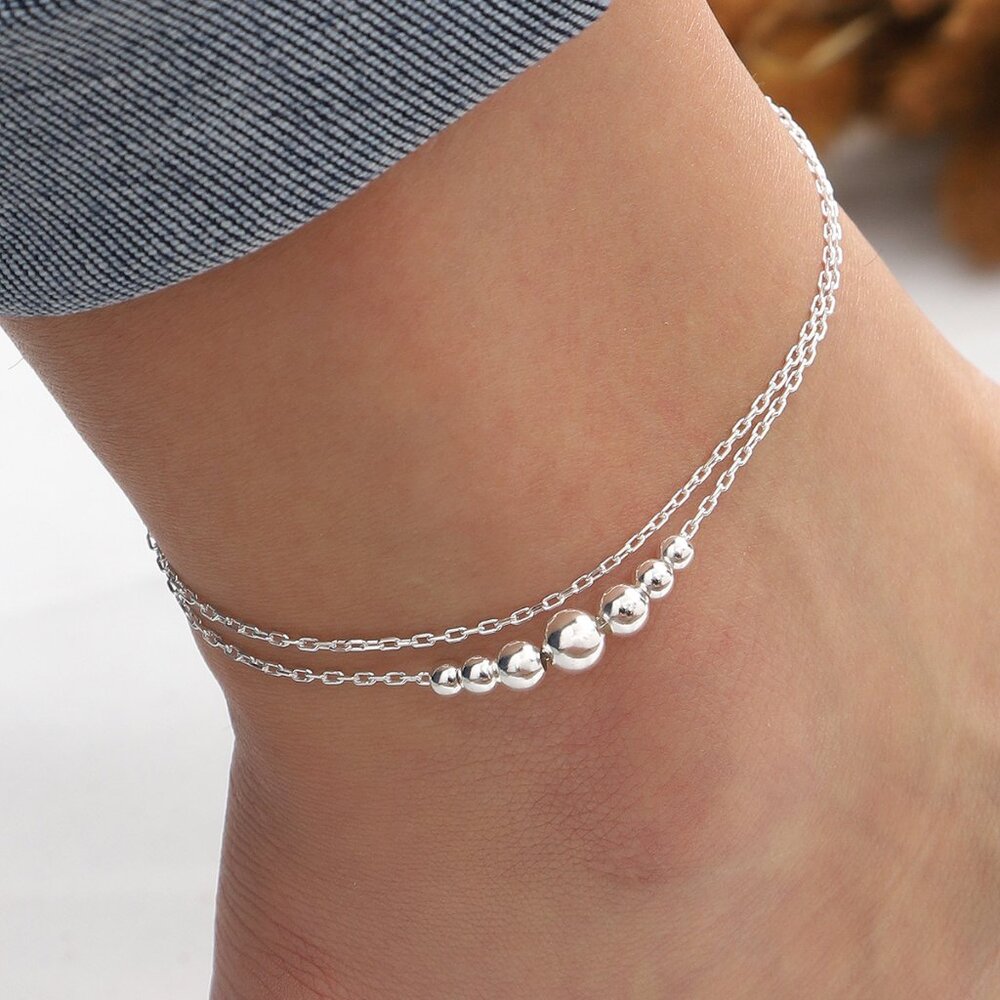 925 Sterling Silver Ball Chain Anklet